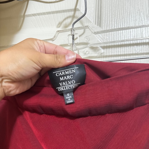 Carmen Marc Valvo 100% SILK VINTAGE Deep Red Midi Skirt - Picture 3 of 8